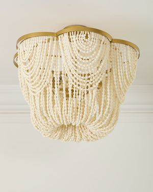 Draped Wood Bead Flushmount