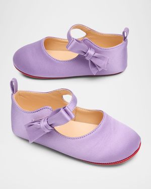 Girl's Lou Babe Crepe Satin Ballerina Flats, Baby