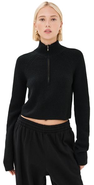 Le Kasha Cashmere Tiboli Zip Up Sweater Black S/M