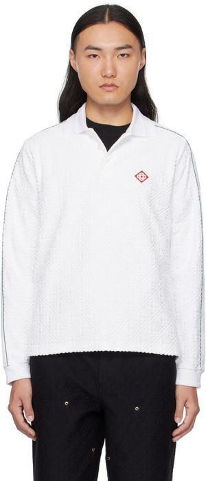 Casablanca Polo blanc en tissu éponge à monogrammes en jacquard