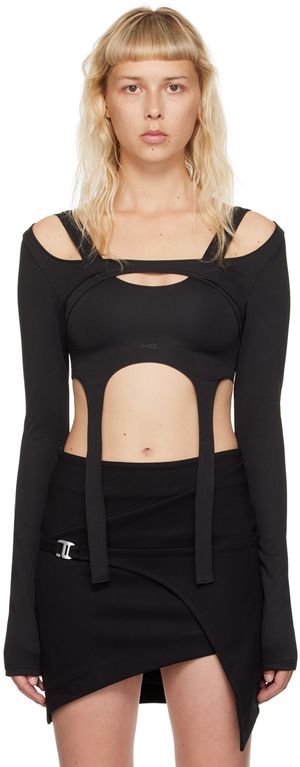 HELIOT EMIL Black Arid Harness Long Sleeve T-Shirt