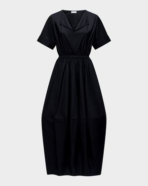 Beatrice Ruched Cotton Midi Dress