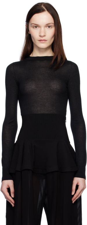 ALAÏA Justaucorps noir en cachemire