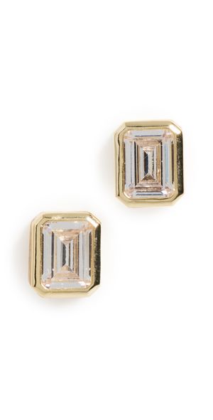 SHASHI Emerald Baguette Studs Crystal One Size