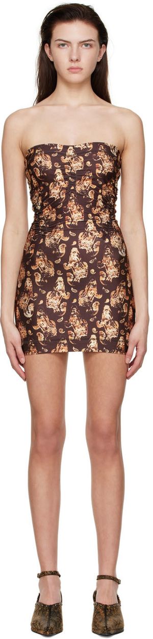 KNWLS Brown Polyester Mini Dress