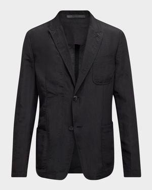 Men's Viscose and Linen Two-Button Blazer