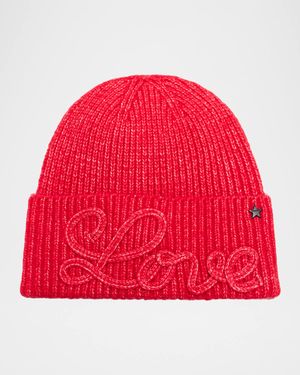 Love Embroidered Knit Beanie