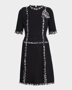 Ruffle-Trim Tweed Dress