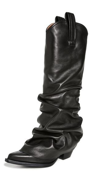 R13 Mid Cowboy Boots Black Leather 35