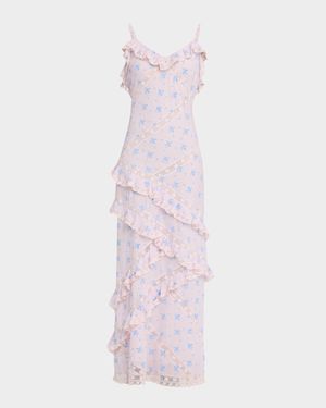 Nocelle Floral Cotton Ruffle Maxi Dress
