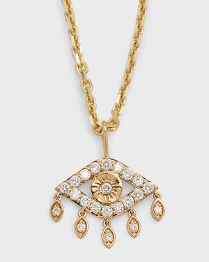 14k Gold Diamond Evil Eye Pendant Necklace