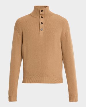 Men's Cashmere 1/4 Button Ribbed Sweater