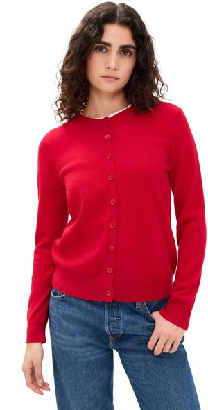 Enza Costa Cashmere Fitted Cardigan Classic Red XS