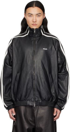 VETEMENTS Blouson de sport noir en cuir