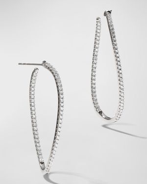 18KWG Medium Diamond Pave Twist Hoop Earrings, 1.50tcw