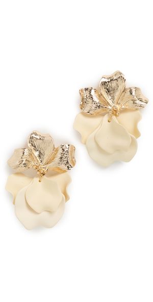 SHASHI Petals Earrings Gold/White One Size