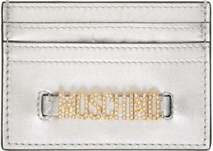 Moschino Porte-carte argenté métallique à ferrure à logo
