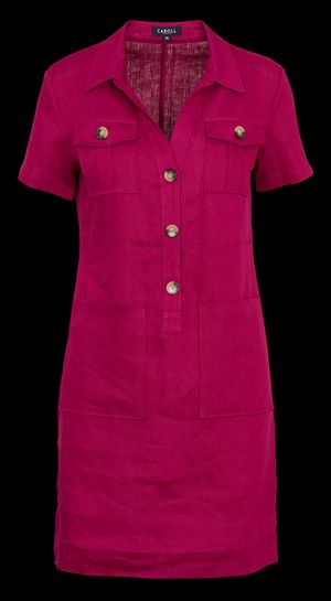 Caroll - Robe courte droite boutonnée en lin - Taille 46 - Violet