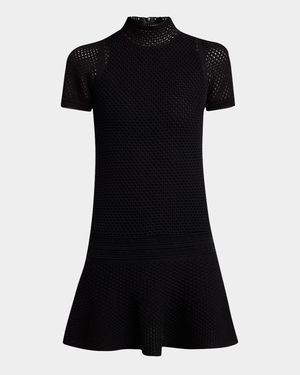 Crochet Knit Fit-&-Flare Mini Dress