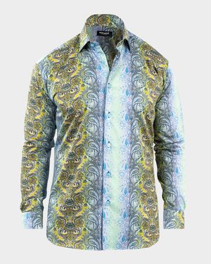 Men's Fibonacci Paisley Degrade Cotton Dress Shirt