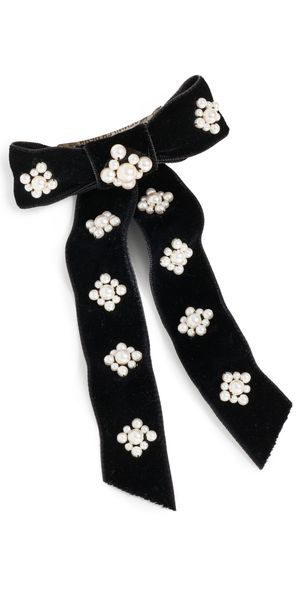 Jennifer Behr Lynette Velvet Bow Barrette Black/Pearl One Size