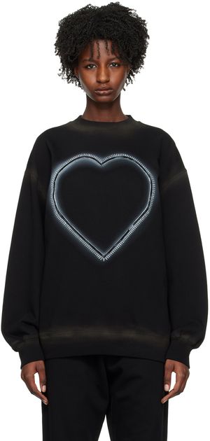 We11done Black Heart Choker Sweatshirt