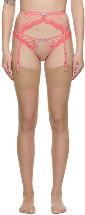 Fleur du Mal Pink Dotty Garter Belt