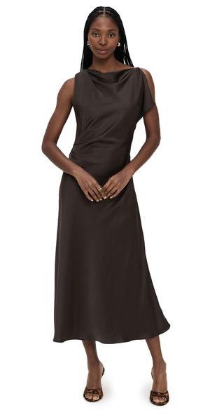 La Ligne Asymmetrical Draped Dress Chocolate 6