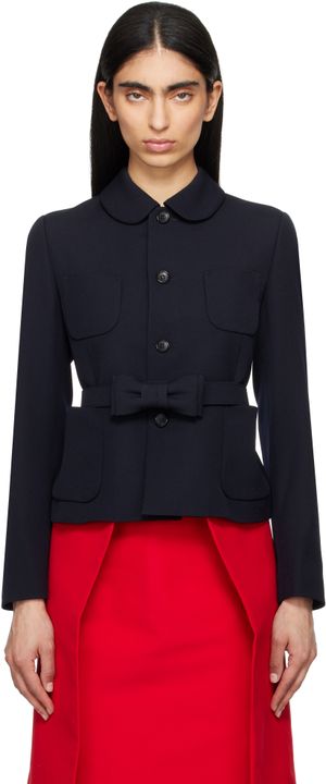 Comme des Garçons Girl Navy Wool Gabardine Medium Blazer