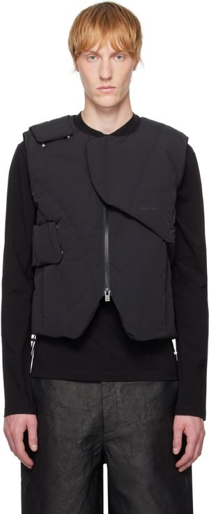 HELIOT EMIL Black Layered Down Vest