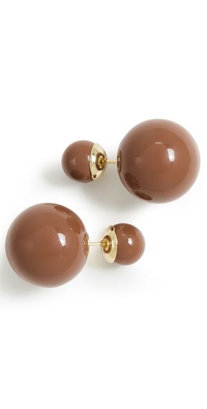SHASHI Double Ball Rose Pearl Earrings Brown One Size