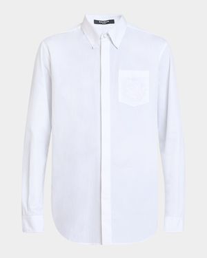 Men's Emblem-Pocket Cotton Sport Shirt