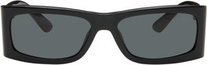 Prada Eyewear Black Catwalk Rectangle Side Triangle Sunglasses