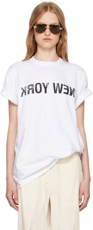 Helmut Lang T-shirt 'New York' blanc à sangle de style ceinture de sécurité