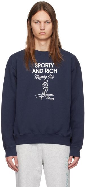 Sporty & Rich Navy Running Man Sweatshirt