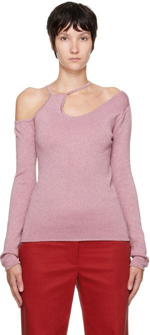 JW Anderson Pink Asymmetric Long Sleeve T-Shirt