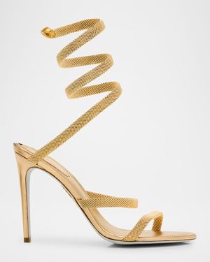 Cleo Metallic Snake-Wrap Sandals