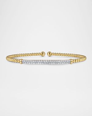14K Yellow Gold Bujukan Diamond Bar Split Bangle