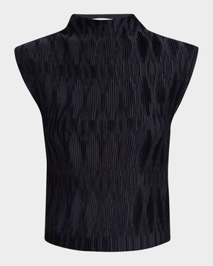Foxe Pleated High-Neck Top