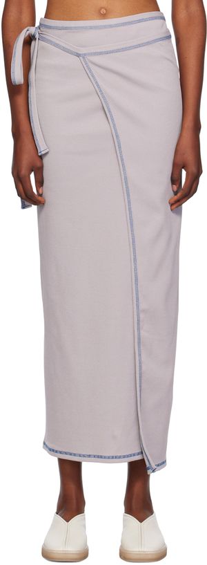 Baserange Gray Garble Wrap Maxi Skirt
