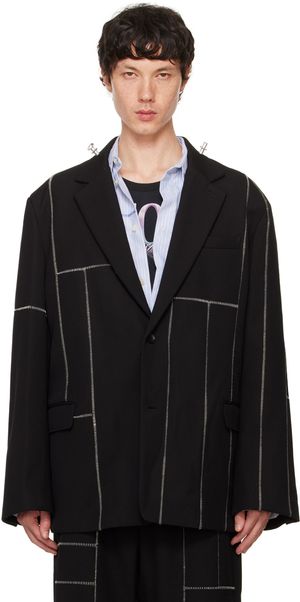 doublet Veston Frankenstein noir à ornements cousus