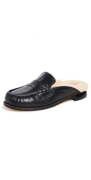 Freda Salvador Temi Flats Black Calf w/ Shearling 9.5