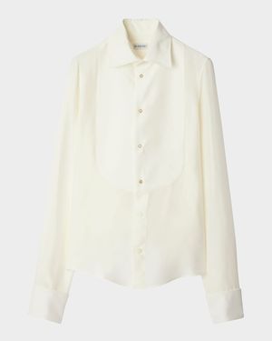 Bib Silk Button-Down Shirt