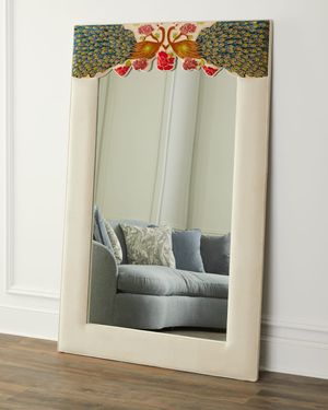 Peacock Floor Mirror, Cream
