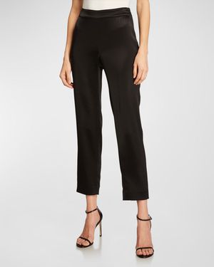 Liquid Satin Side Zip Cropped Pants
