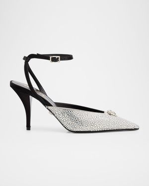 La Medusa Crystal Satin Slingback Pumps