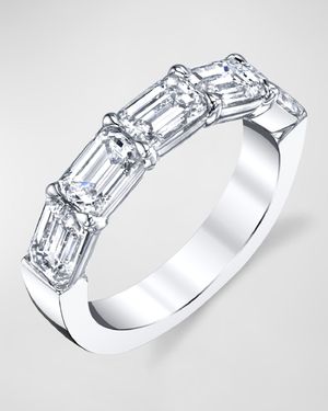Large Platinum Halfway Band with Horizontal Set Emerald Cut Diamonds, 2.25ct