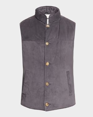 Men's Button-Front Suede Vest