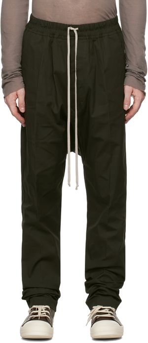 Rick Owens Green Porterville Drawstring Long Trousers
