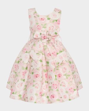 Girl's Sleeveless Belted Floral Dress, Size 3T-12